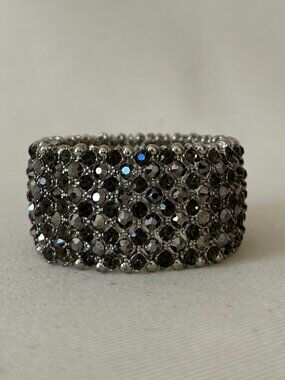 Cookie Lee Vintage Black Crystal Multi-Row Stretch Bracelet